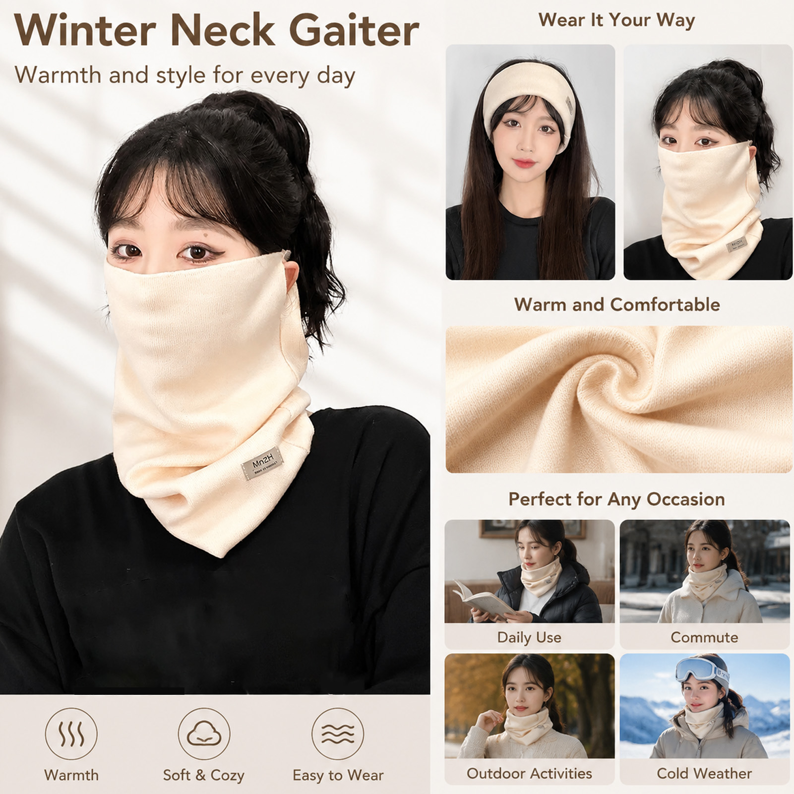 Warm Neck Gaiter Fleece Lined  - Neck Gaiter Fleece 评论和价格