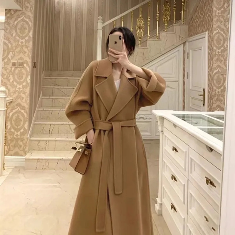 Double-sided Cashmere Big Coll - Wool Coat Peacoat 评论和价格