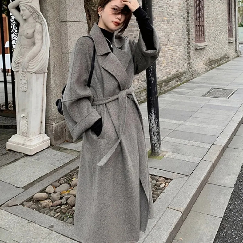 Double-sided Cashmere Big Coll - Wool Coat Peacoat 评论和价格