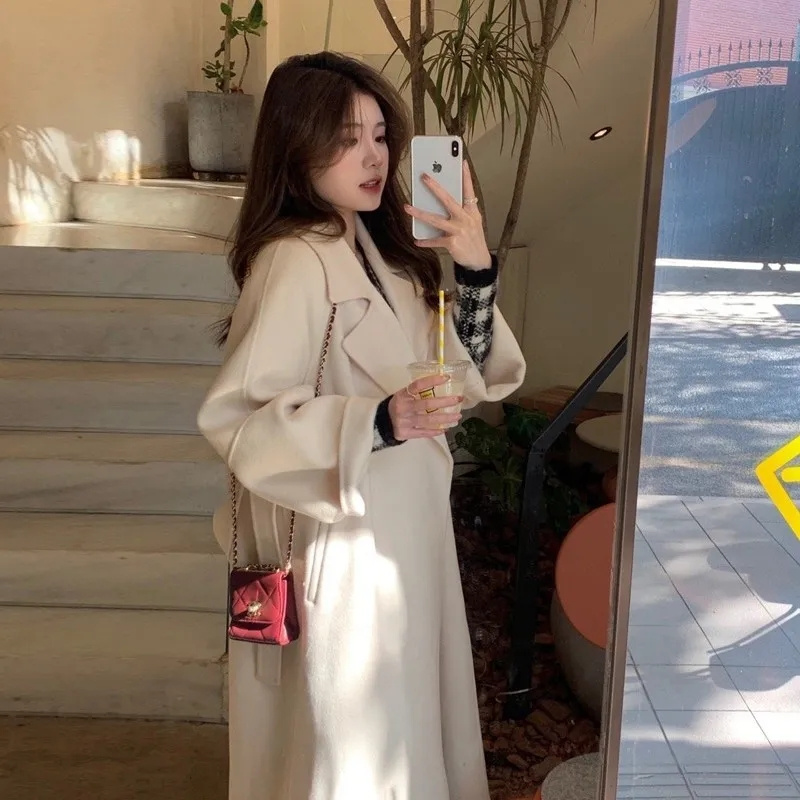 Double-sided Cashmere Big Coll - Wool Coat Peacoat 评论和价格