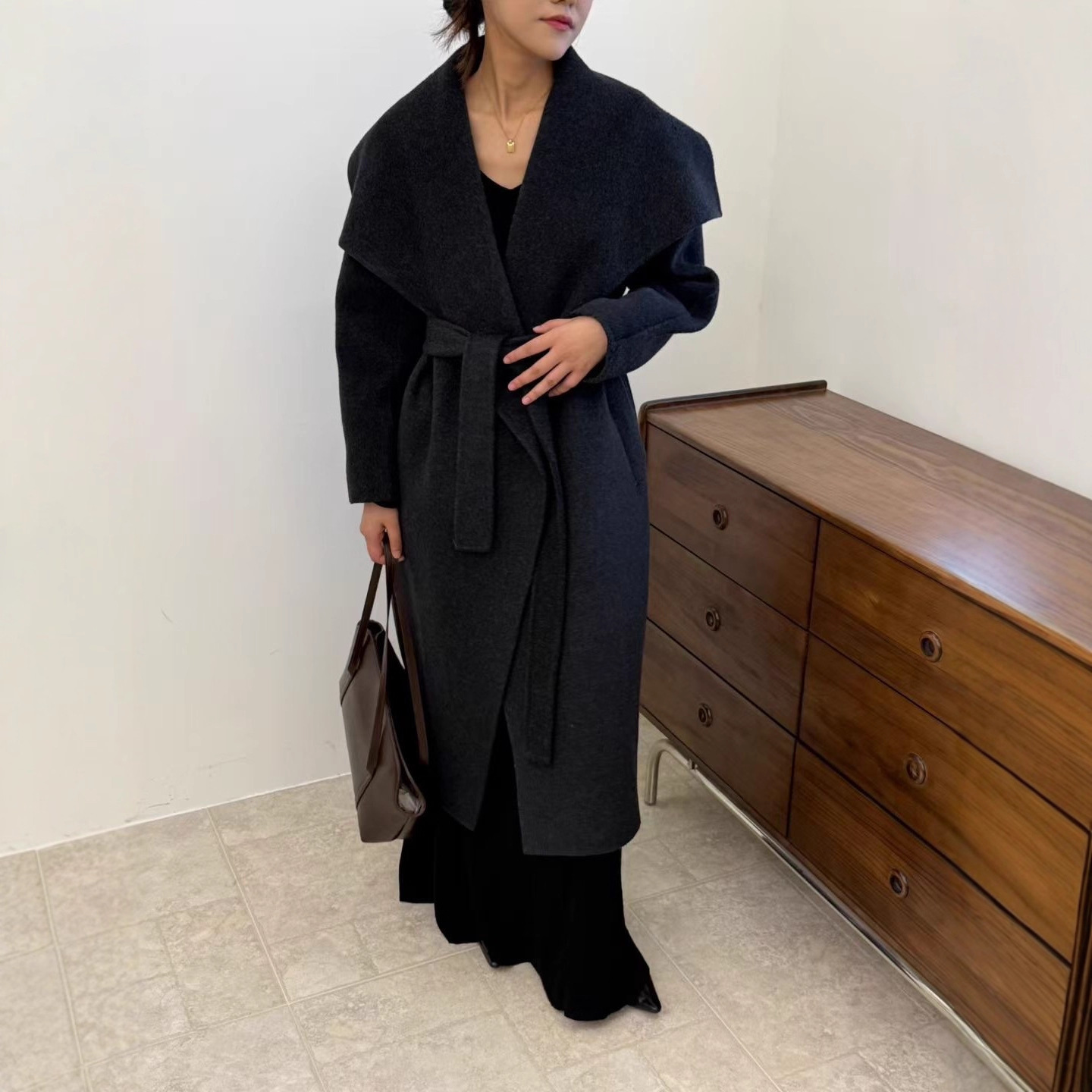 Turn Down Collar Double Wool S - Wool Coat Peacoat 评论和价格