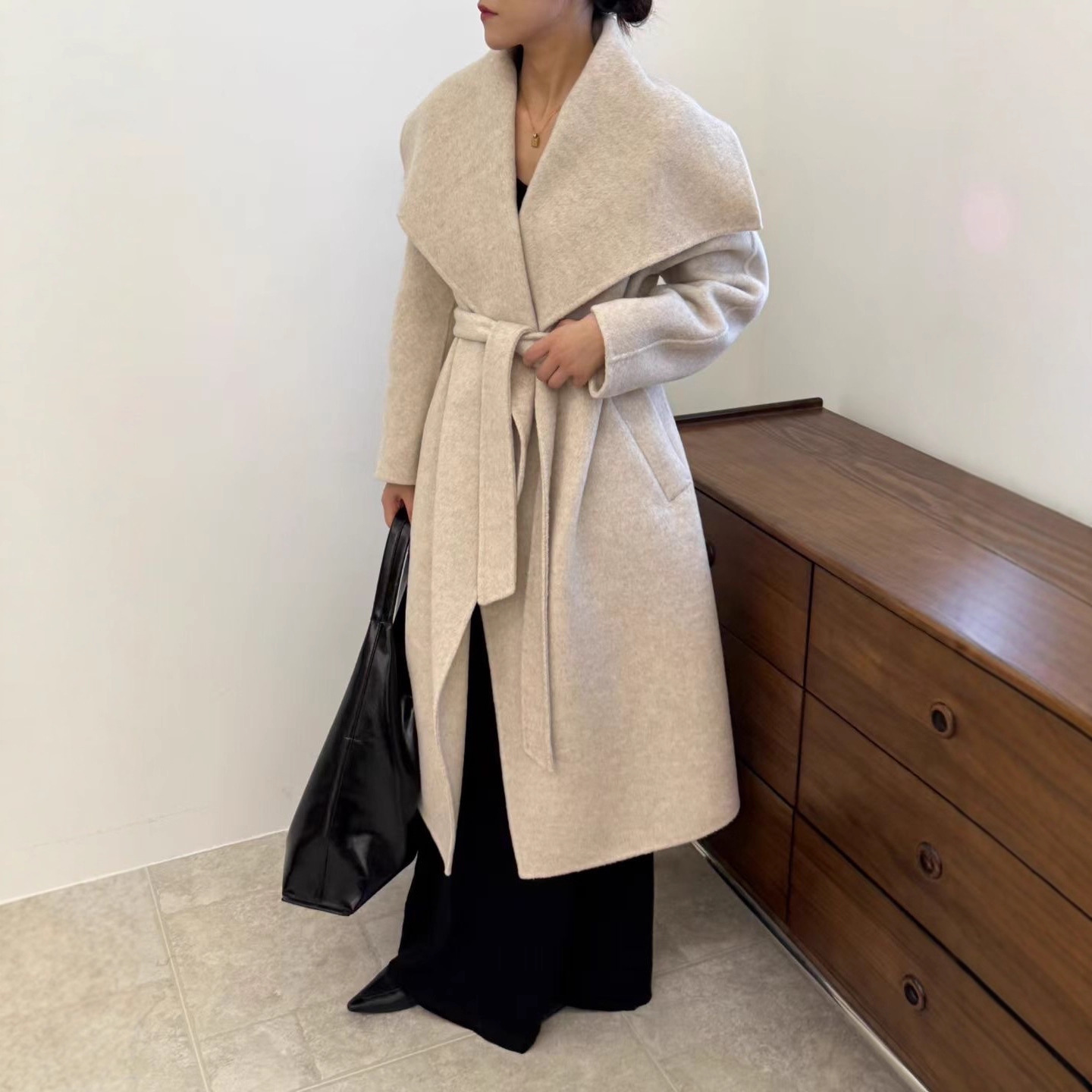 Turn Down Collar Double Wool S - Wool Coat Peacoat 评论和价格