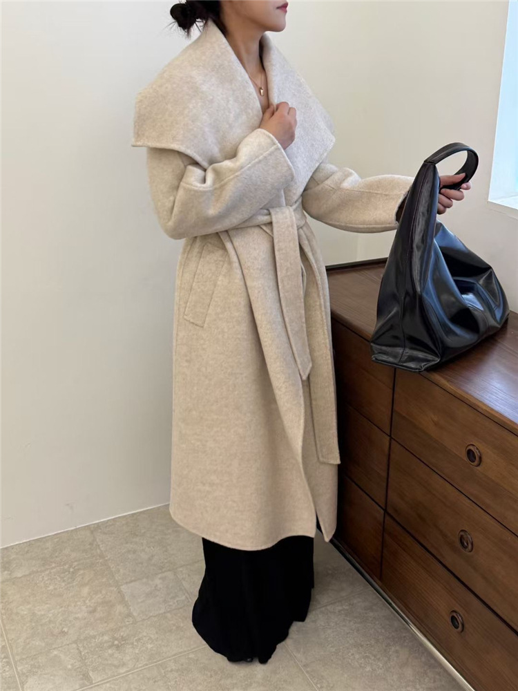 Turn Down Collar Double Wool S - Wool Coat Peacoat 评论和价格