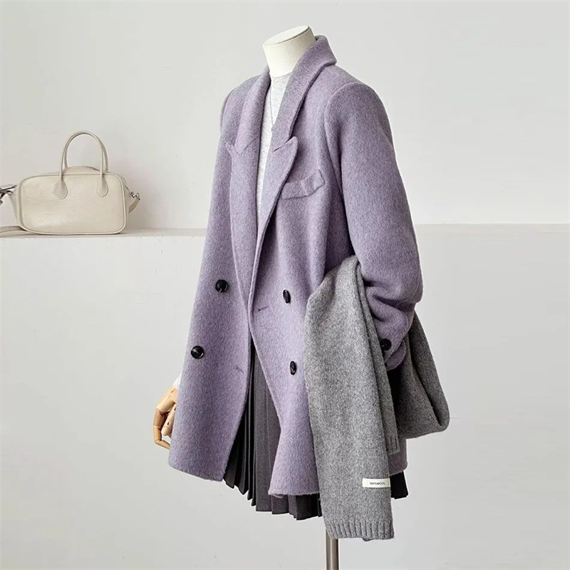Women's Double-faced Woolen Co - Wool Coat Peacoat 评论和价格