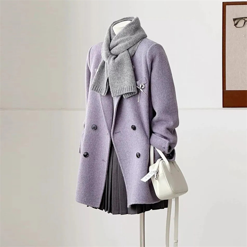 Women's Double-faced Woolen Co - Wool Coat Peacoat 评论和价格
