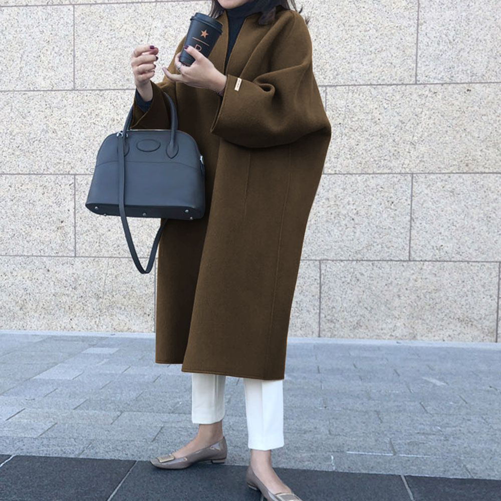 Women Cardigan Blends Round Ne - Wool Coat Peacoat 评论和价格