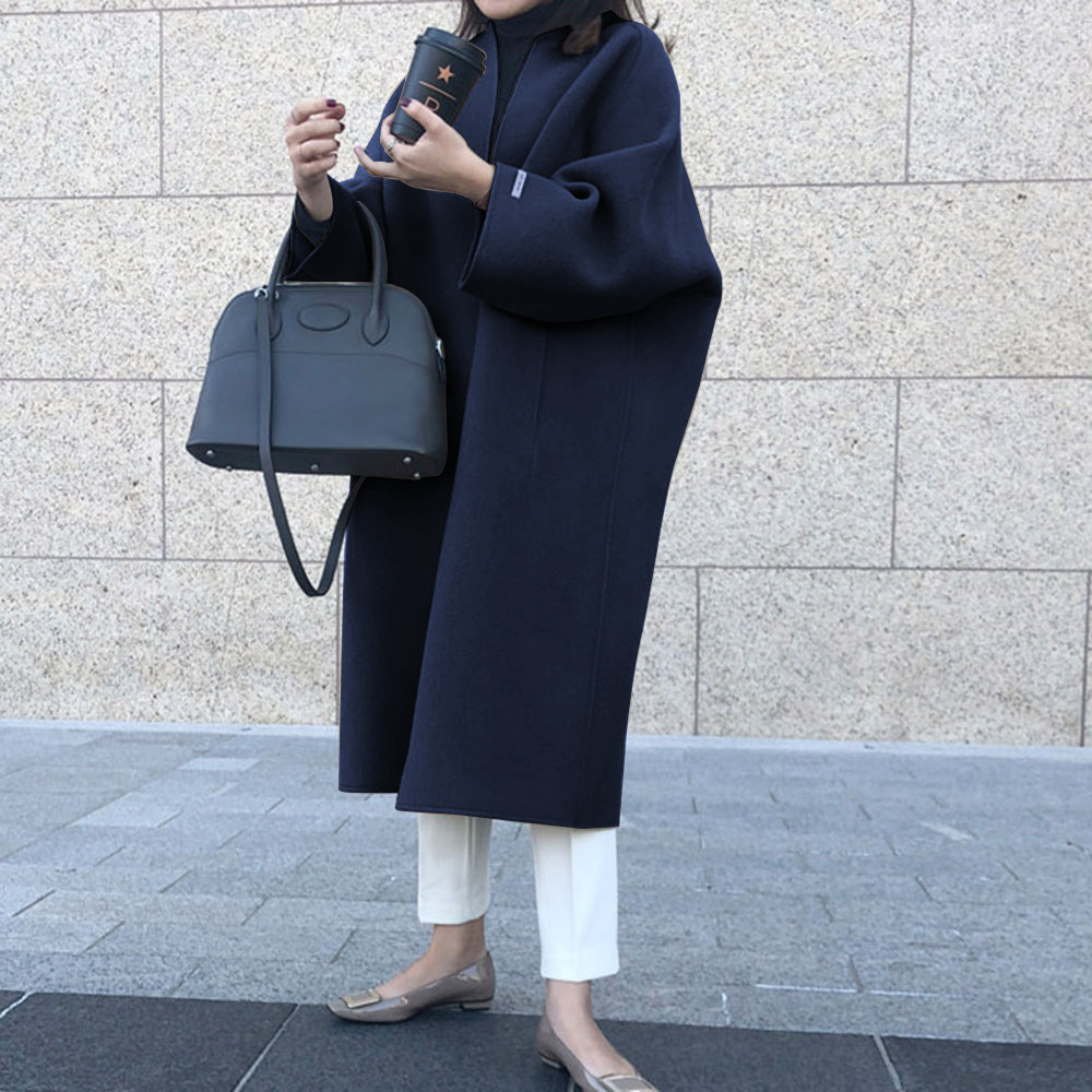 Women Cardigan Blends Round Ne - Wool Coat Peacoat 评论和价格